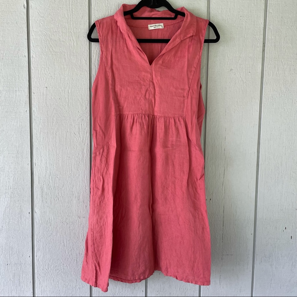 Salmon Pink/Coral Terzo Millenio Linen Dress